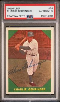 A 1960 Fleer Baseball Greats Charlie Gehringer Signed Autograph Card