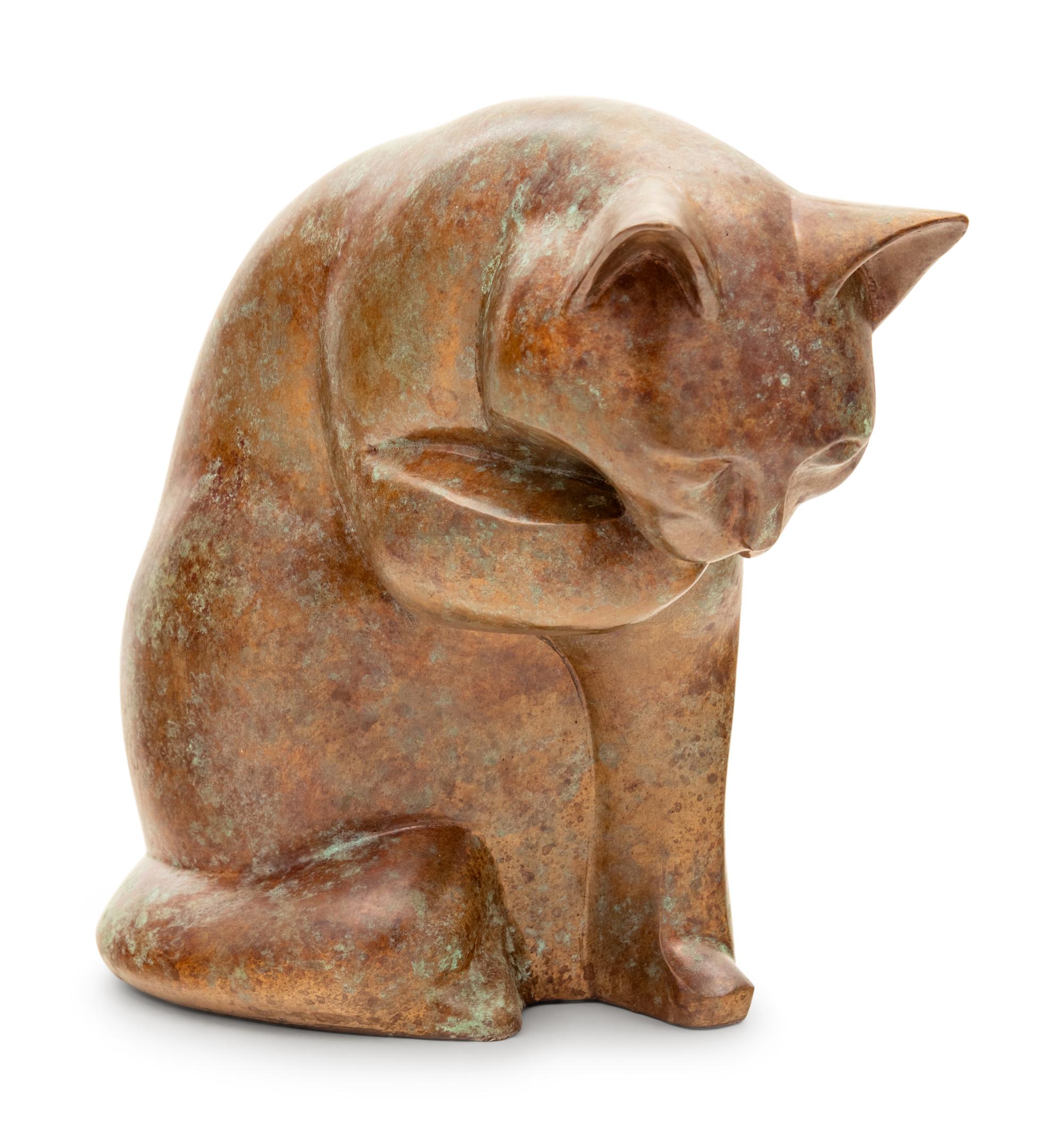 A Patinated Bronze Figure of a Cat