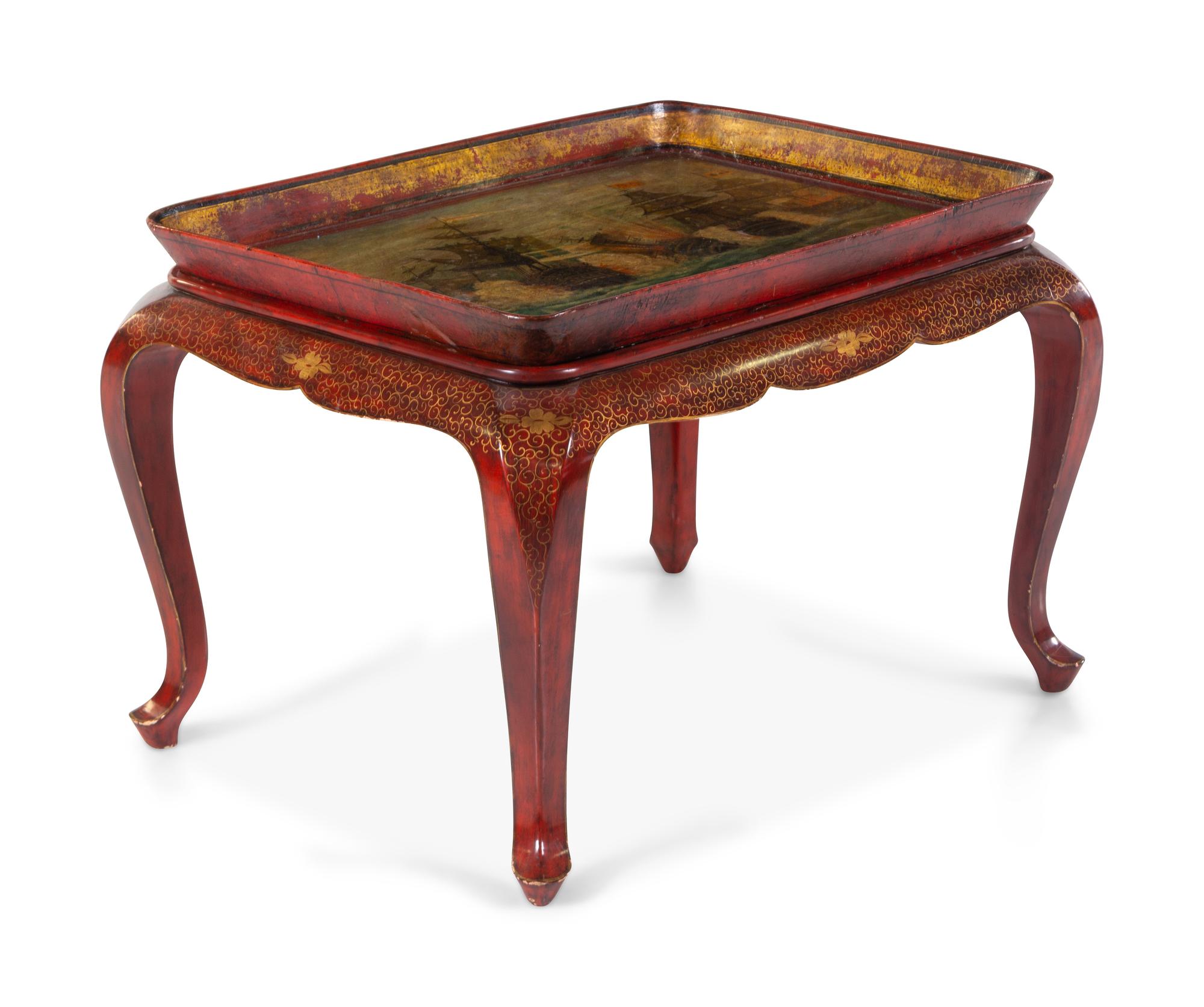 A Victorian Papier-Mache Tray Table
