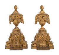 A Pair of Louis XVI Style Gilt Bronze Chenets