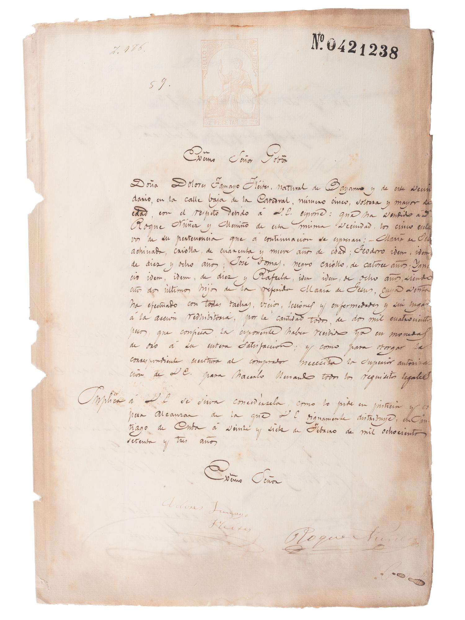 [SLAVERY & ABOLITION - CUBA]. A group of 11 manumission and sale documents for enslaved persons in Cuba.