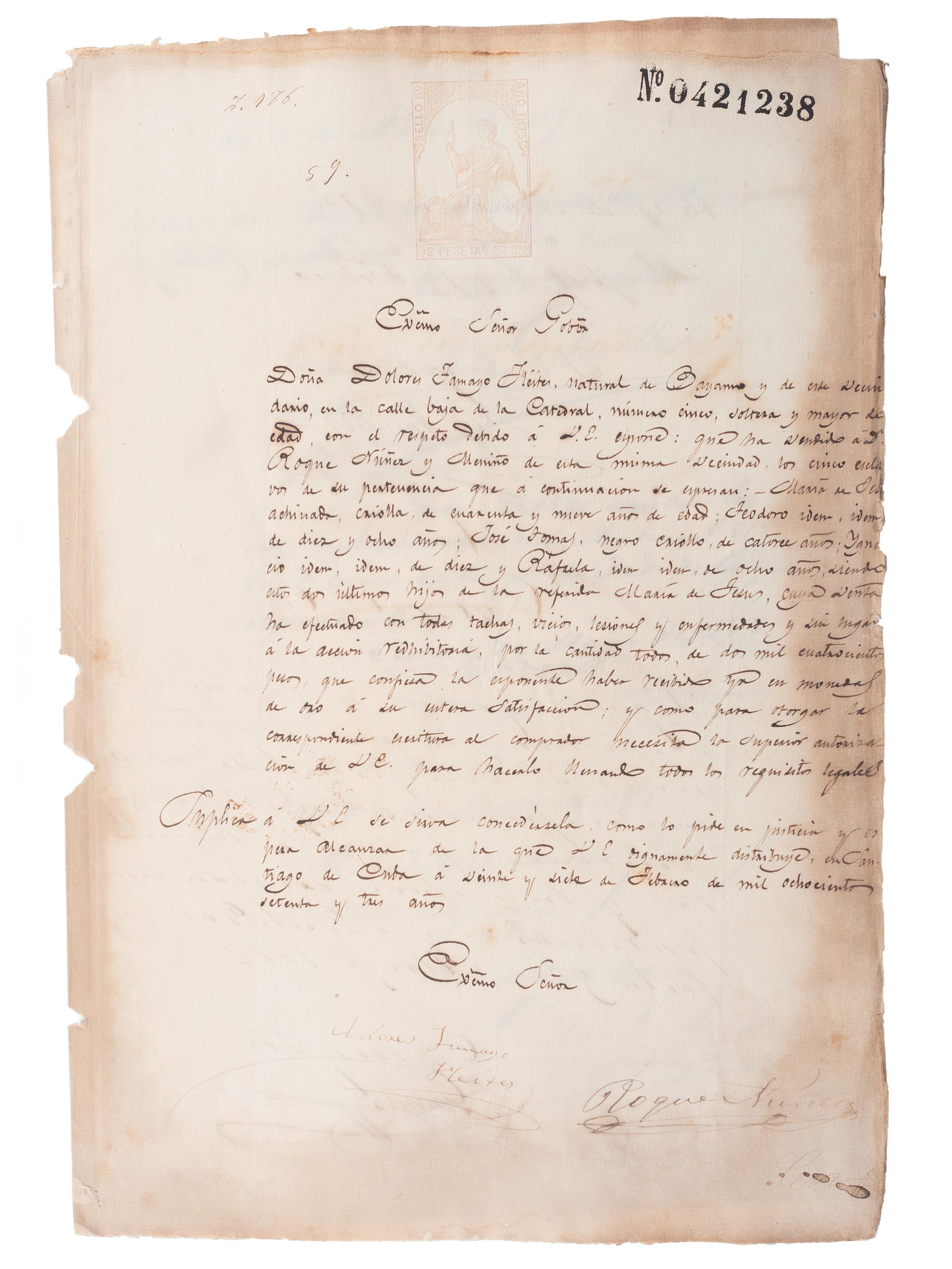 [SLAVERY & ABOLITION - CUBA]. A group of 11 manumission and sale documents for enslaved persons in Cuba.