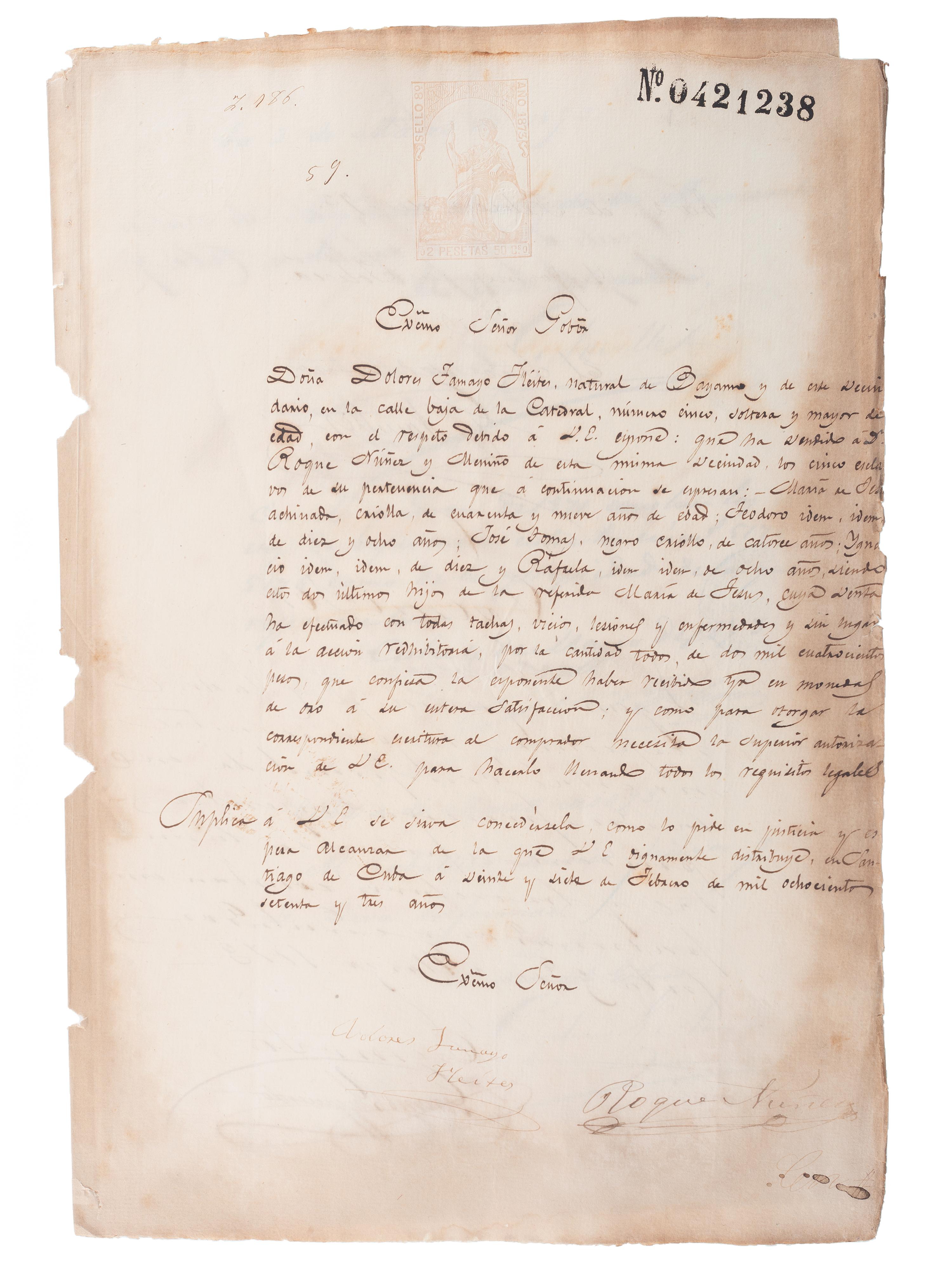 [SLAVERY & ABOLITION - CUBA]. A group of 11 manumission and sale documents for enslaved persons in Cuba.