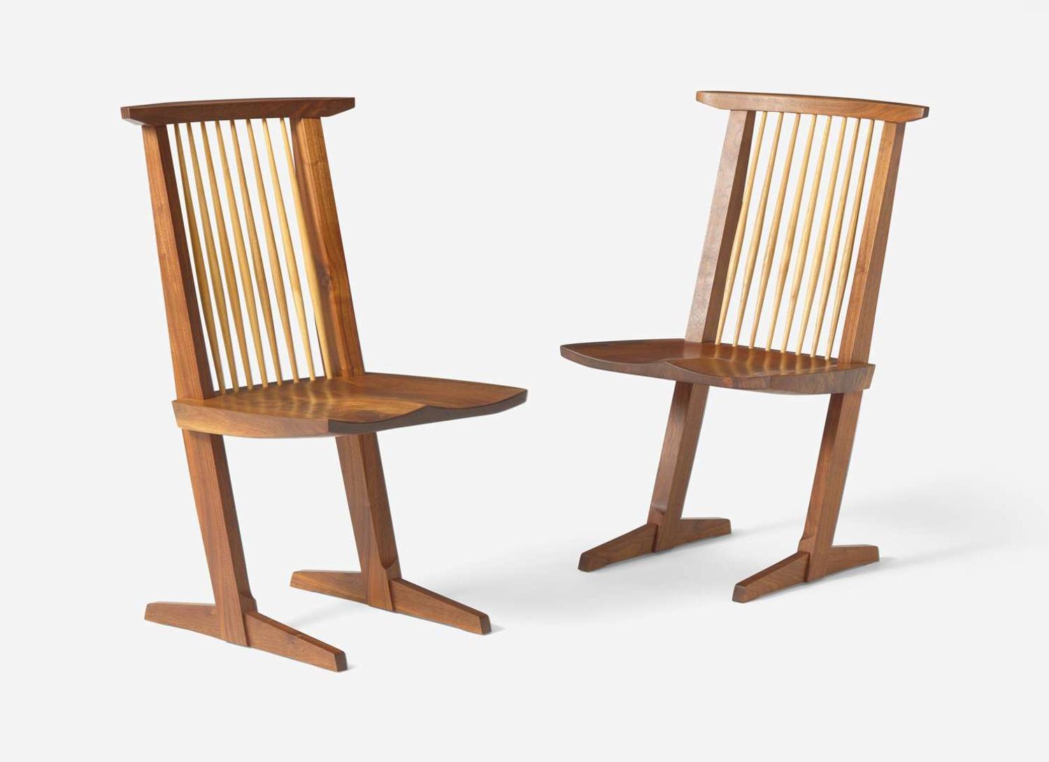 Mira Nakashima, Pair of Conoid Dining Chairs