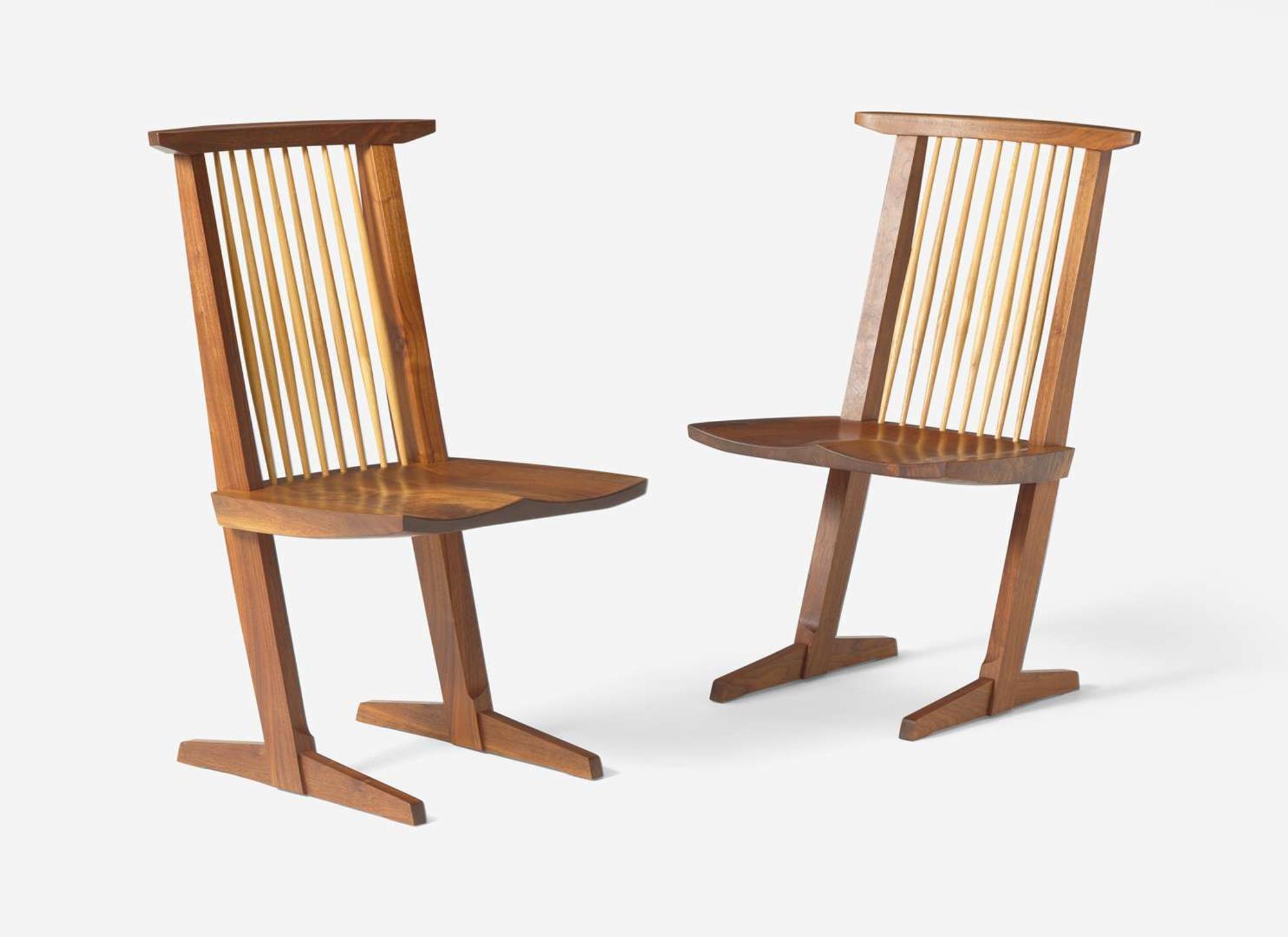 Mira Nakashima, Pair of Conoid Dining Chairs