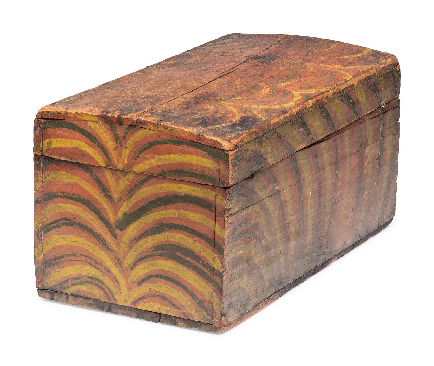 A Country Painted Pine Domed Top Blanket Box, 19th Century