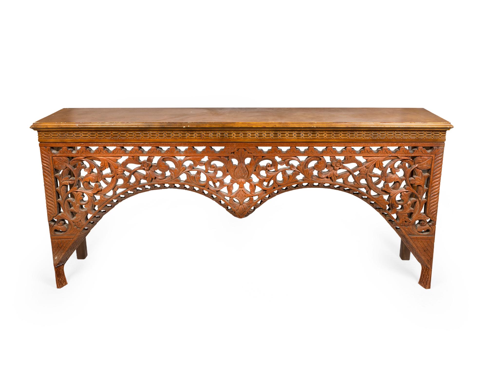 A Burmese Pierce-Carved Wood Console — 20TH CENTURY