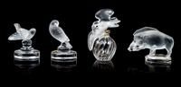 A Collection of Lalique Glass Figures Height of tallest 4 inches. — SECOND HALF 20TH CENTURY