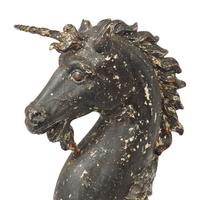A Rare Pair of Painted Cast and Wrought-Iron Unicorn Hitching Post Finials