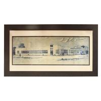 A Hand Tinted Presentation Drawing by Fox & Fox Architects and Engineers, Chicago, IL. 26.5" W x 1.5" D x 14.5" H — United States, 20th Century