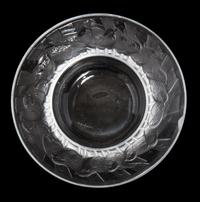 A Lalique Molded and Frosted Glass Dish Diameter 3 3/4 inches.