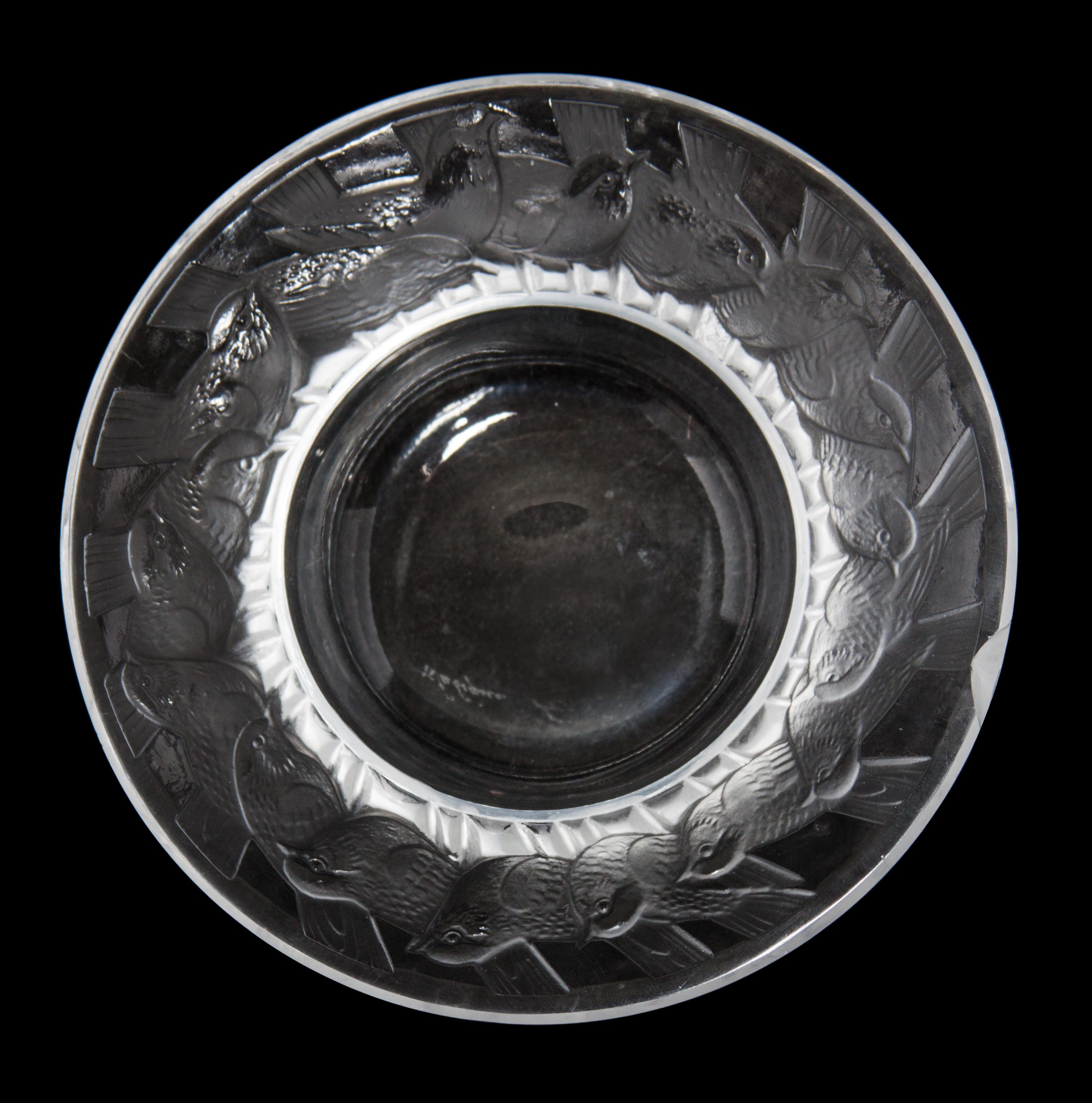 A Lalique Molded and Frosted Glass Dish Diameter 3 3/4 inches.