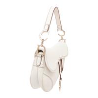 CHRISTIAN DIOR, WHITE LEATHER SADDLE BAG