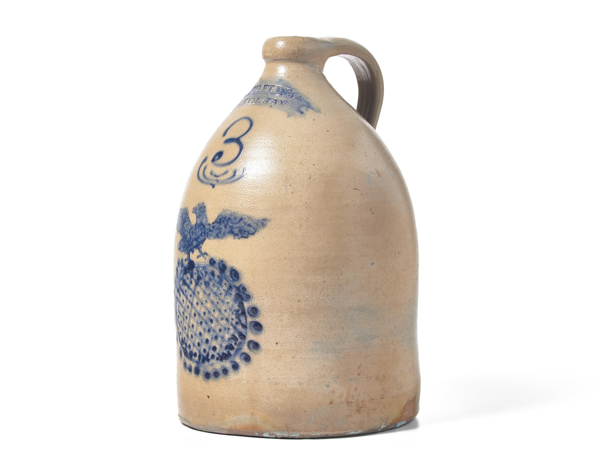 A Fine Three Gallon "J.C. Waelde, North Bay" Cobalt-Decorated Stoneware Jug