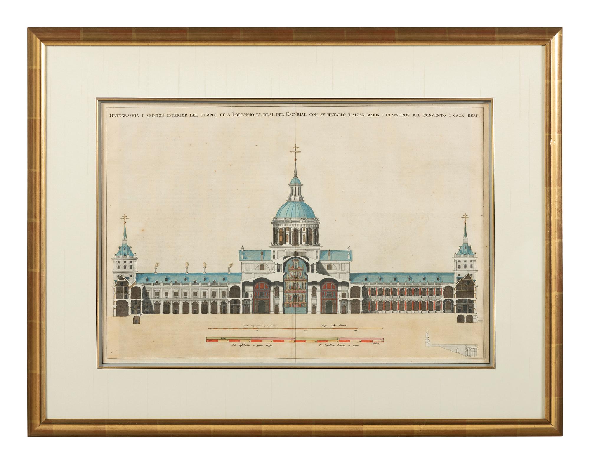 Six Hand-Colored Architectural Engravings