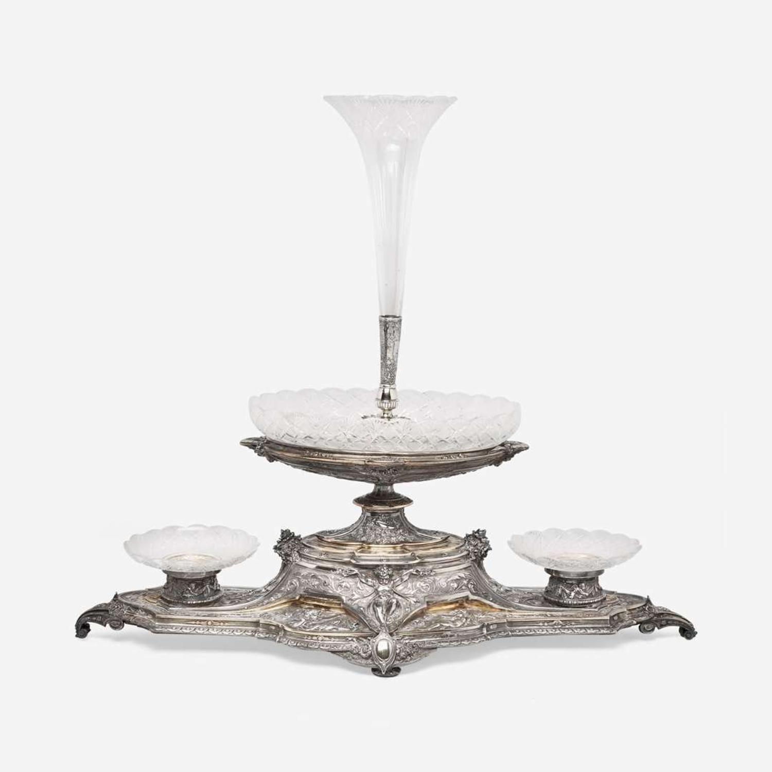 An Edwardian silverplated and cut-glass centerpiece circa 1900