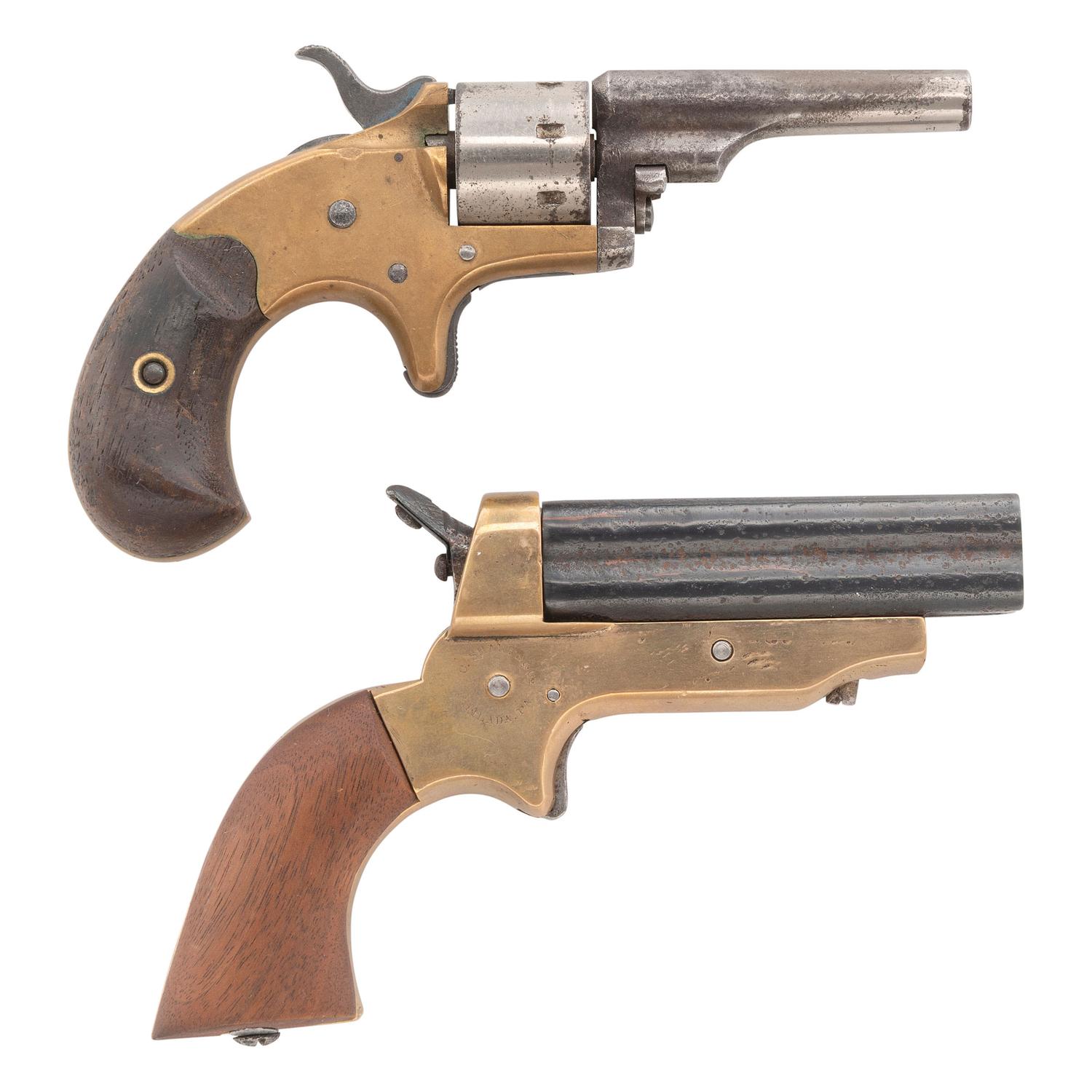 C. Sharps .32 Rimfire Pepperbox Pistol and Colt Open Top .22