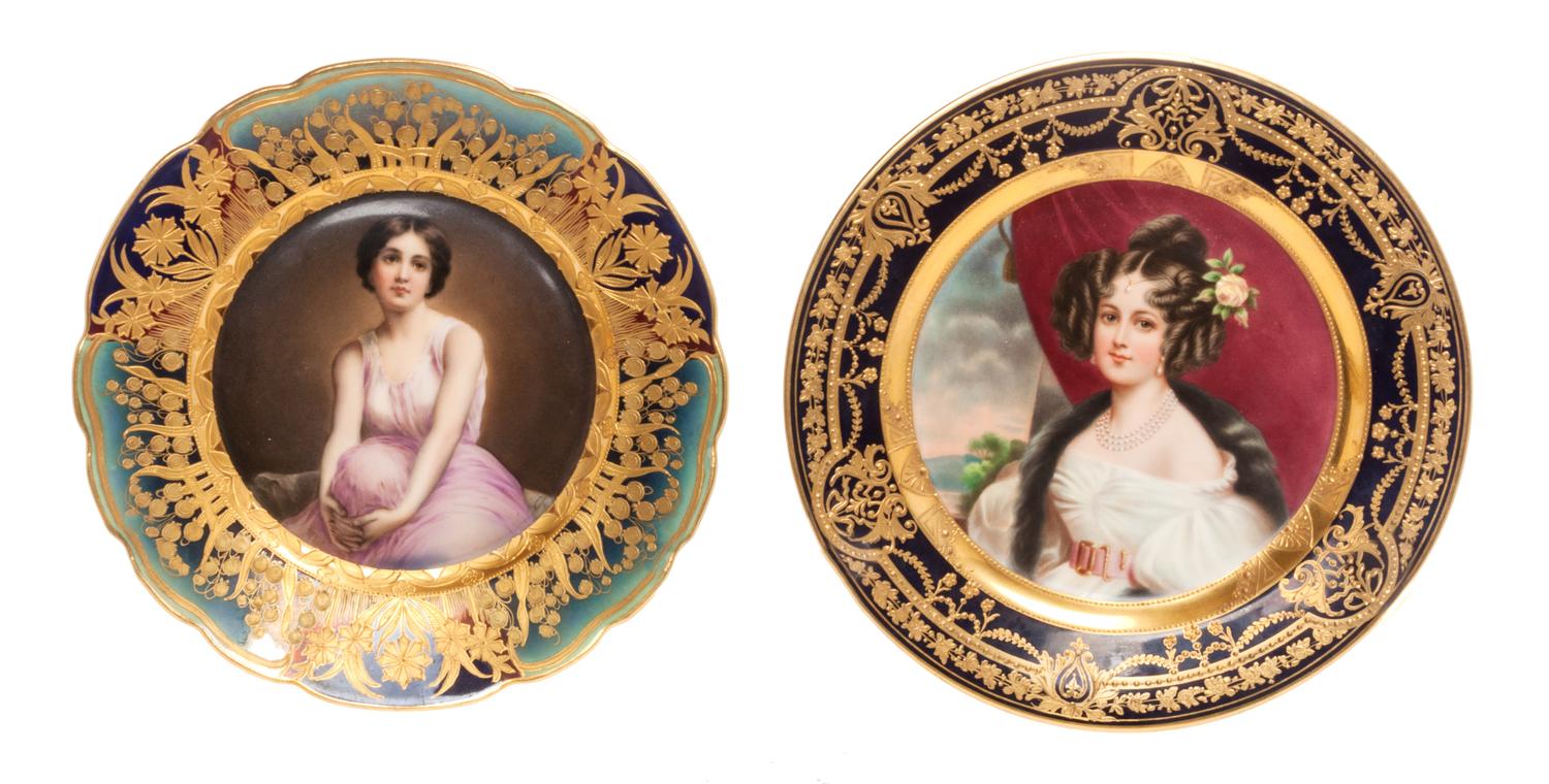 Two Royal Vienna Cabinet Plates Diameter of larger 8 1/8 inches.