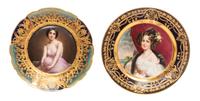 Two Royal Vienna Cabinet Plates Diameter of larger 8 1/8 inches.