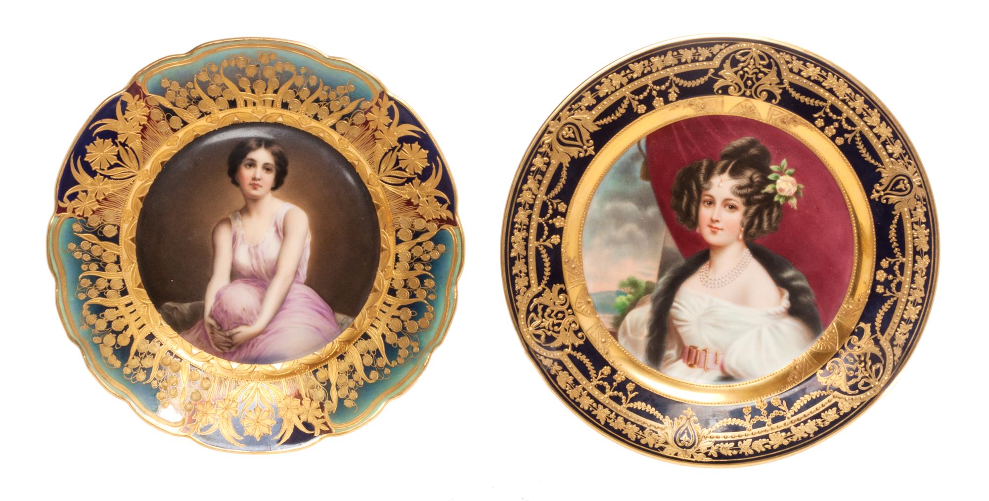 Two Royal Vienna Cabinet Plates Diameter of larger 8 1/8 inches.