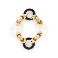 BLACK AND WHITE ONYX AND YELLOW GOLD BRACELET