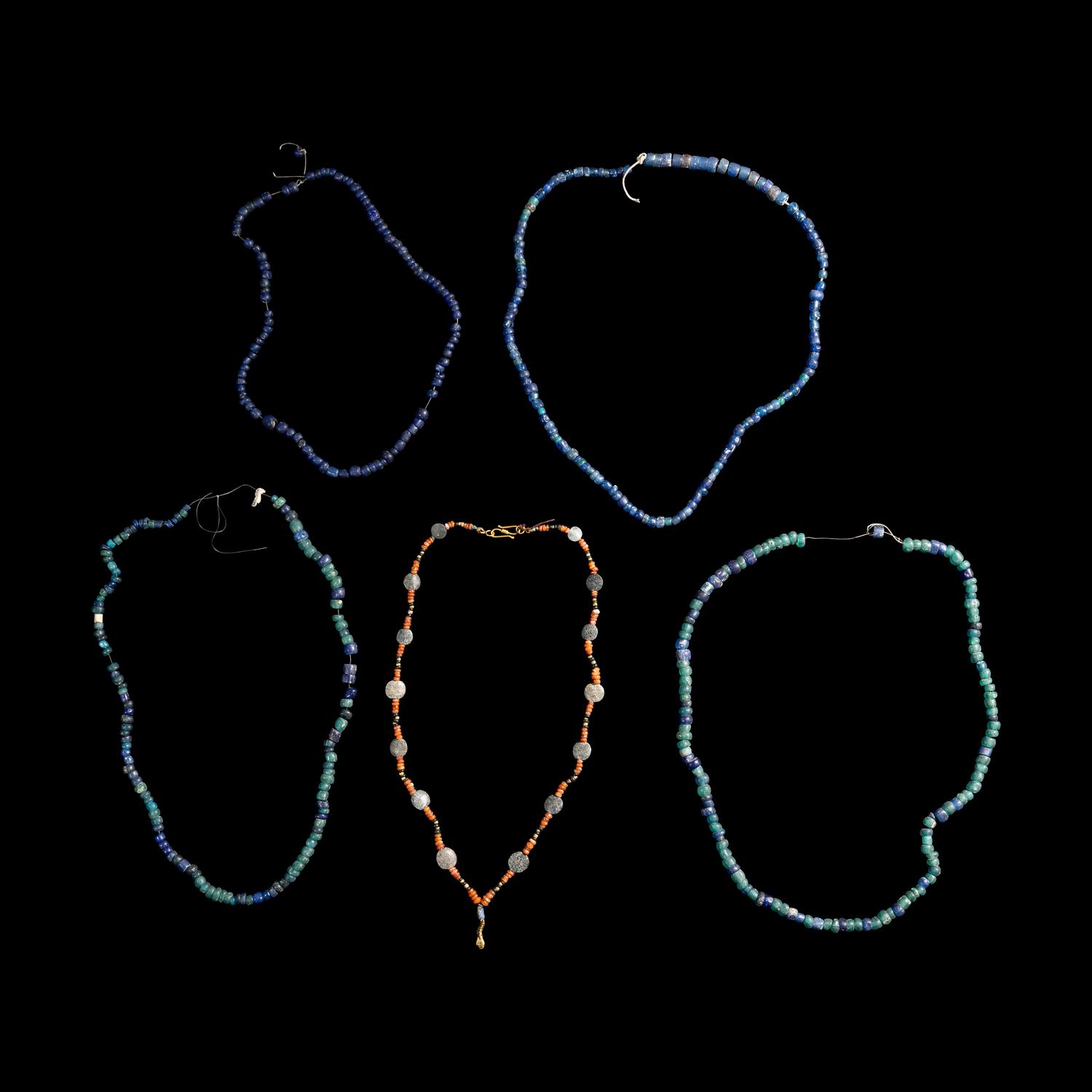 Five Egyptian Beaded Necklaces