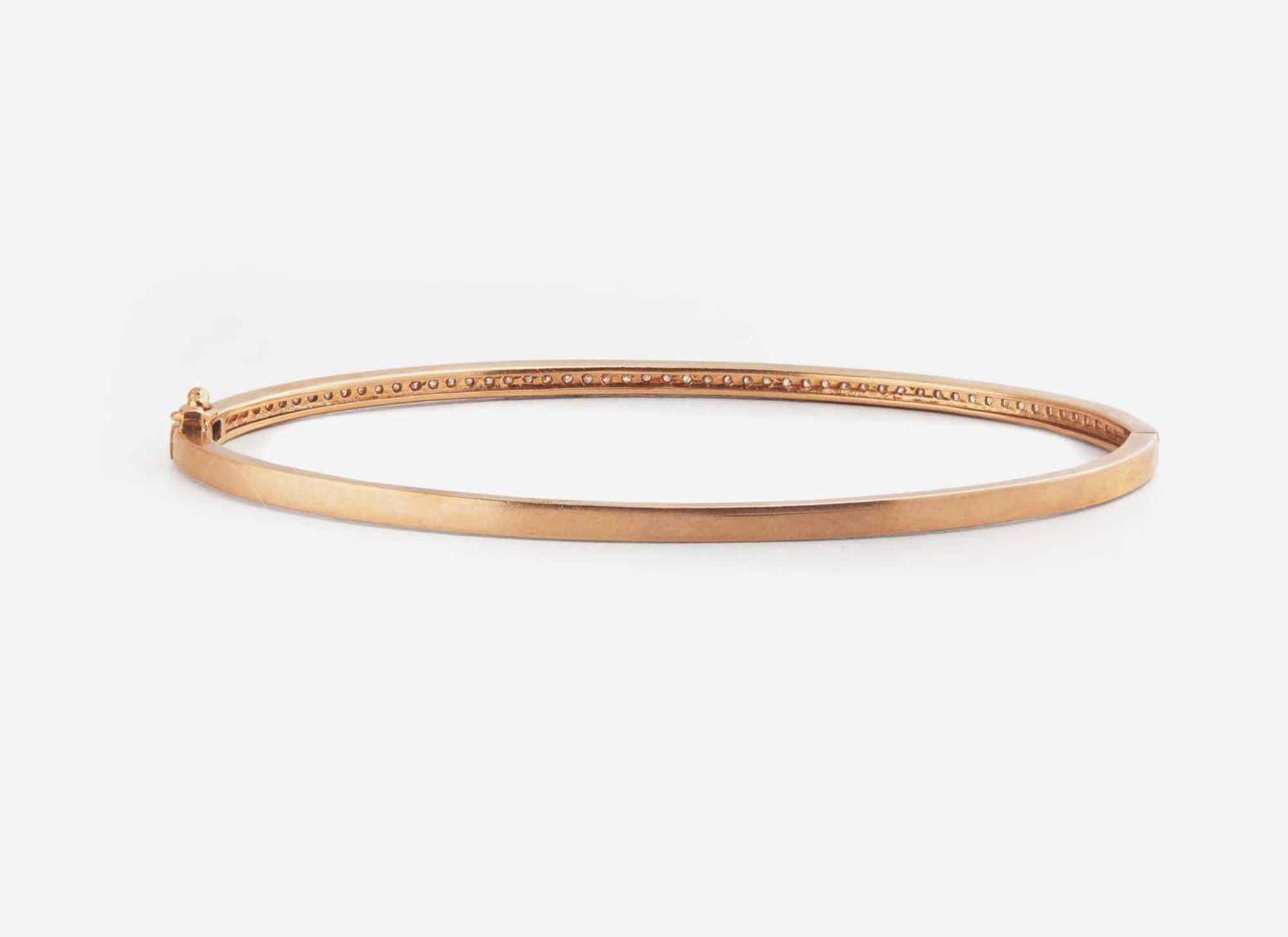 A 14K Rose Gold and Diamond Bangle Bracelet