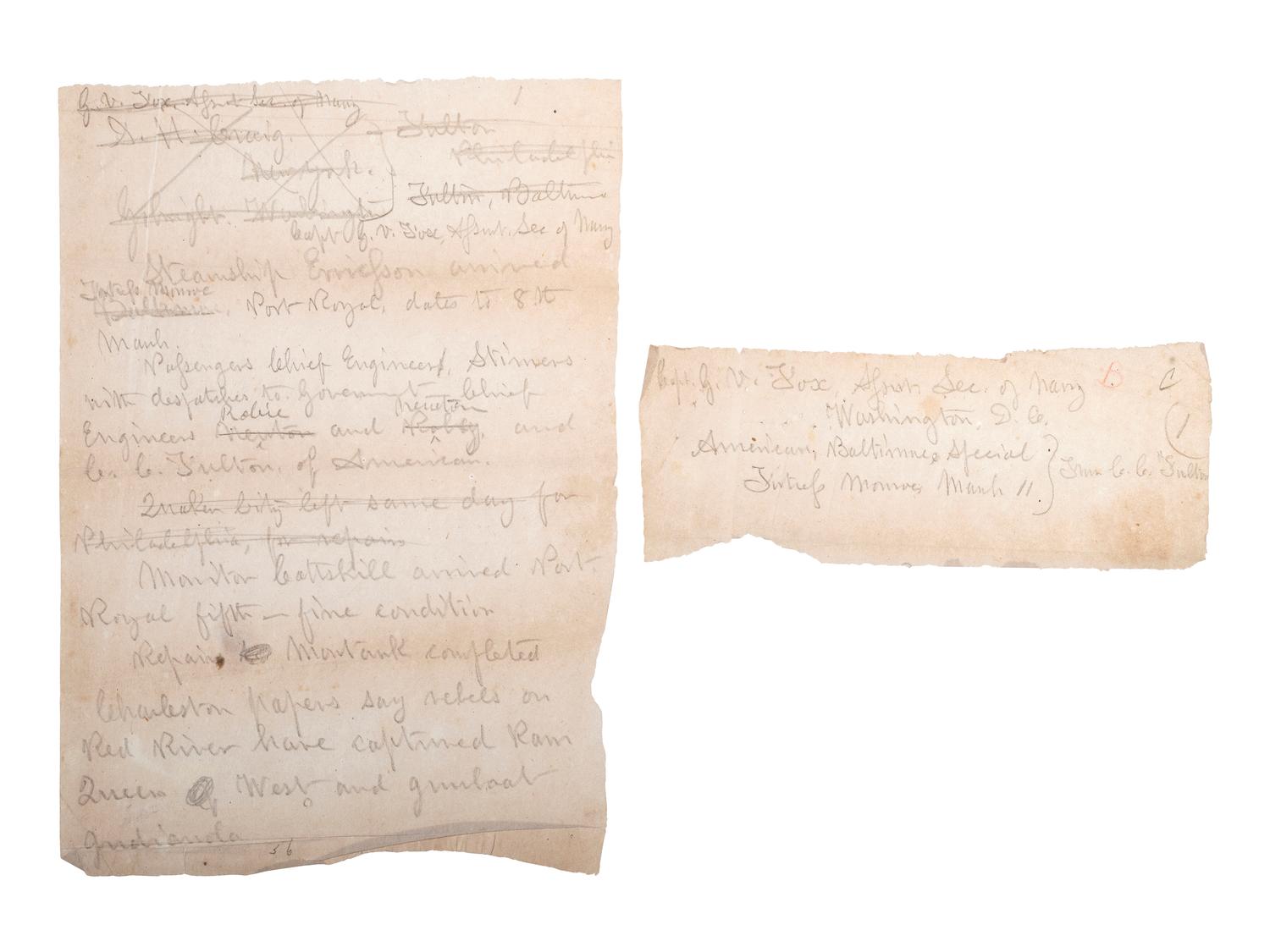 [CIVIL WAR - NAVY]. A group of documents related to the South Atlantic Blockading Squadron with South Carolina interest, including:
