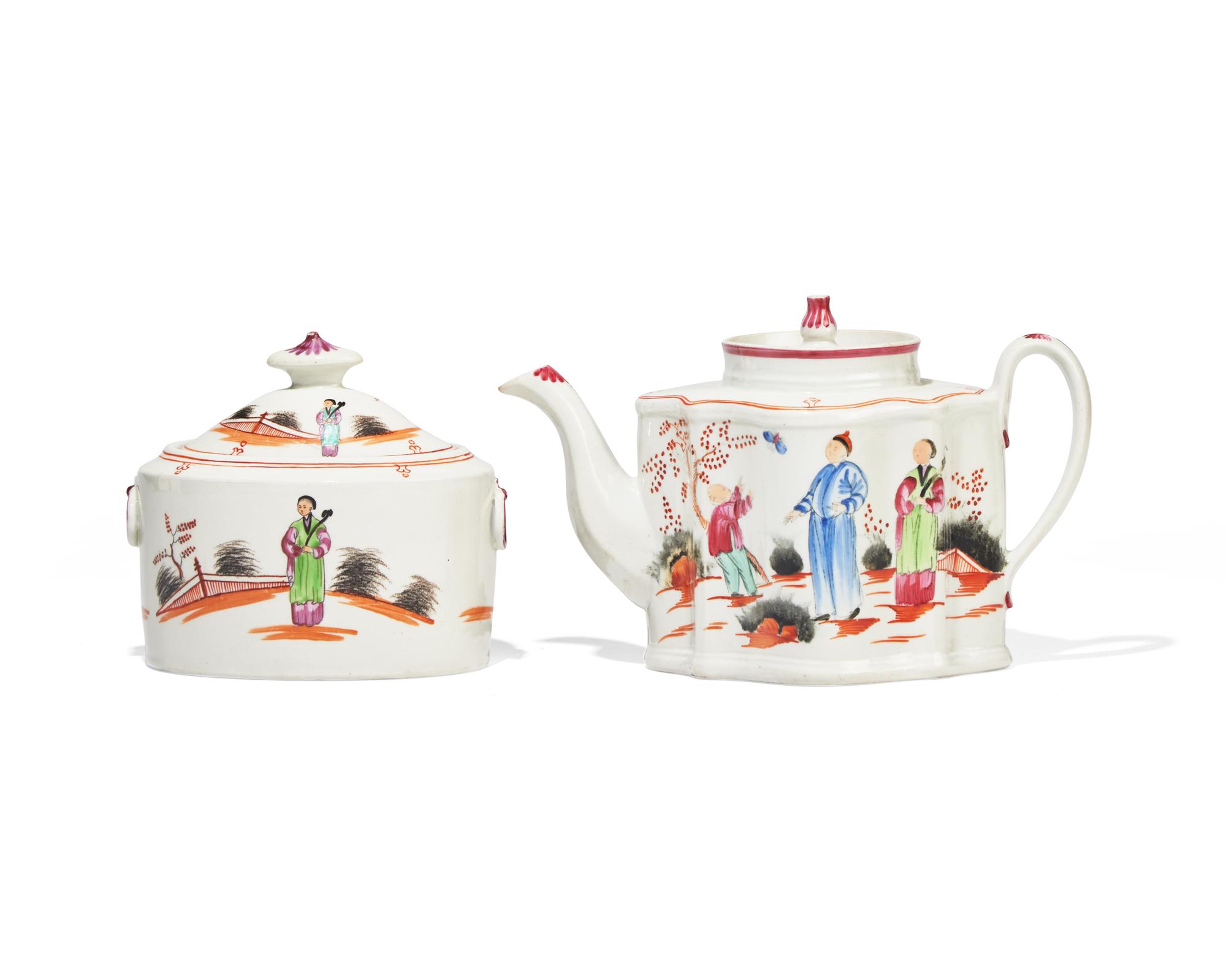 A New Hall Soft-Paste Porcelain Eight-Piece Tea Service