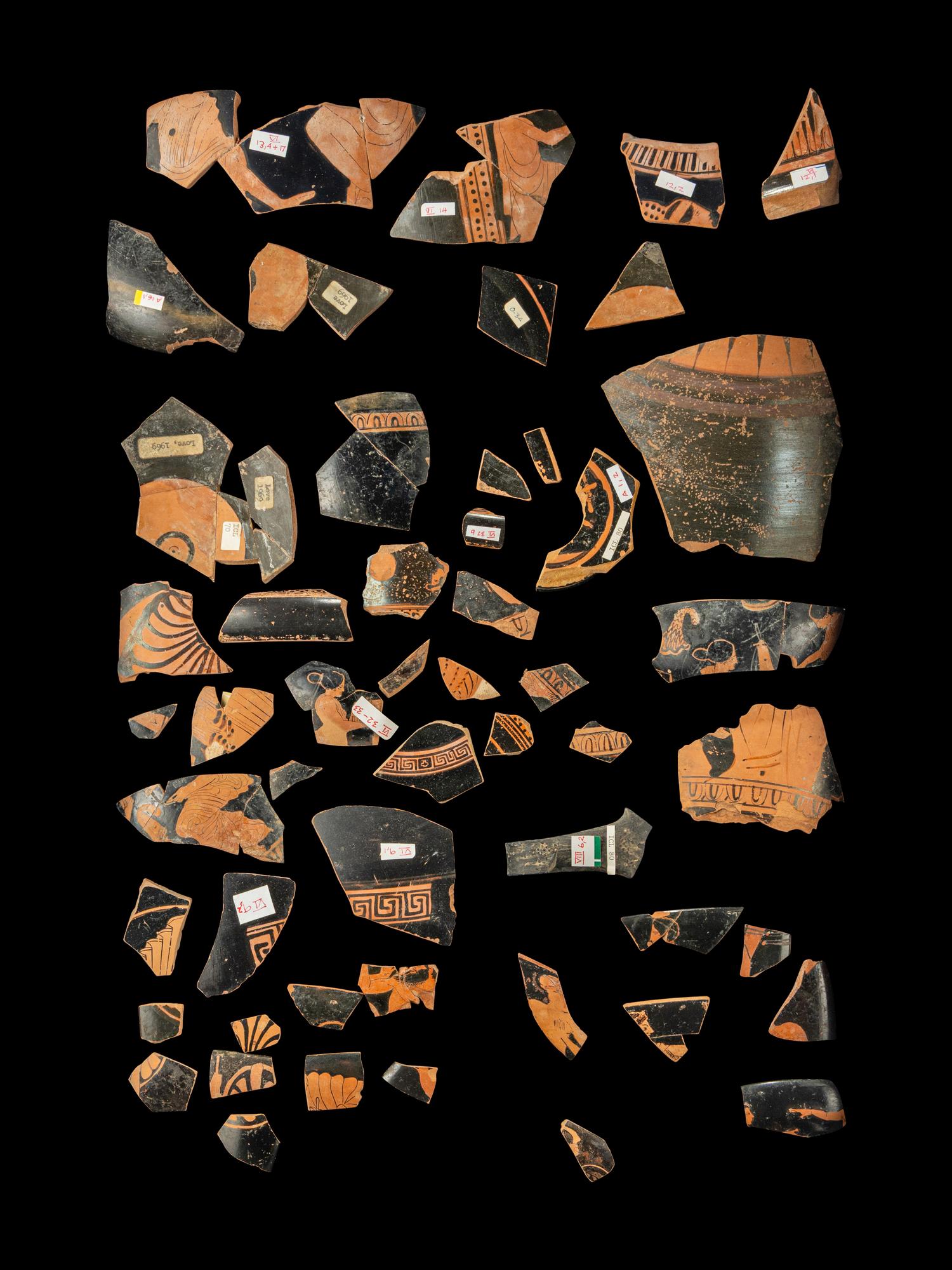 52 Attic and Etruscan Red-Figured Vase Fragments