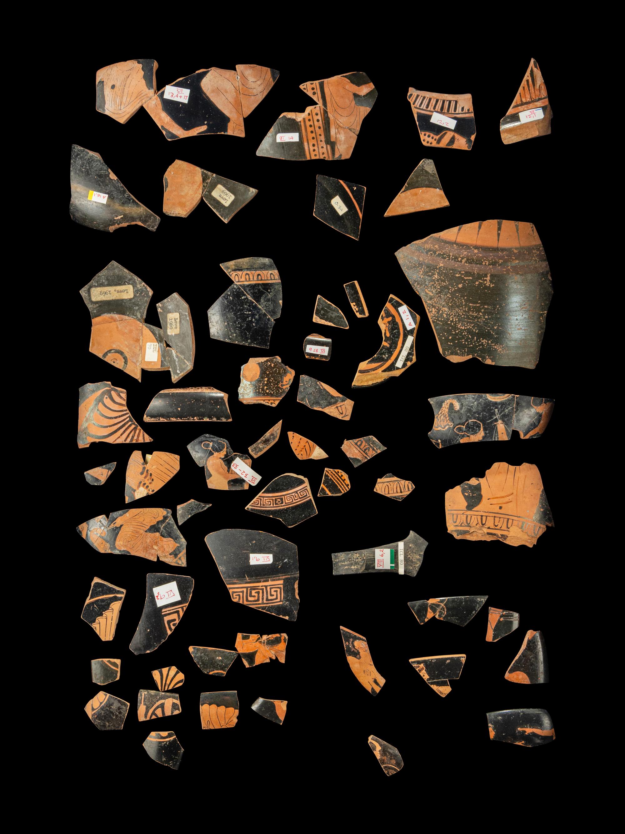52 Attic and Etruscan Red-Figured Vase Fragments