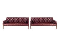 A Pair of English Button-Tufted Leather Sofas
