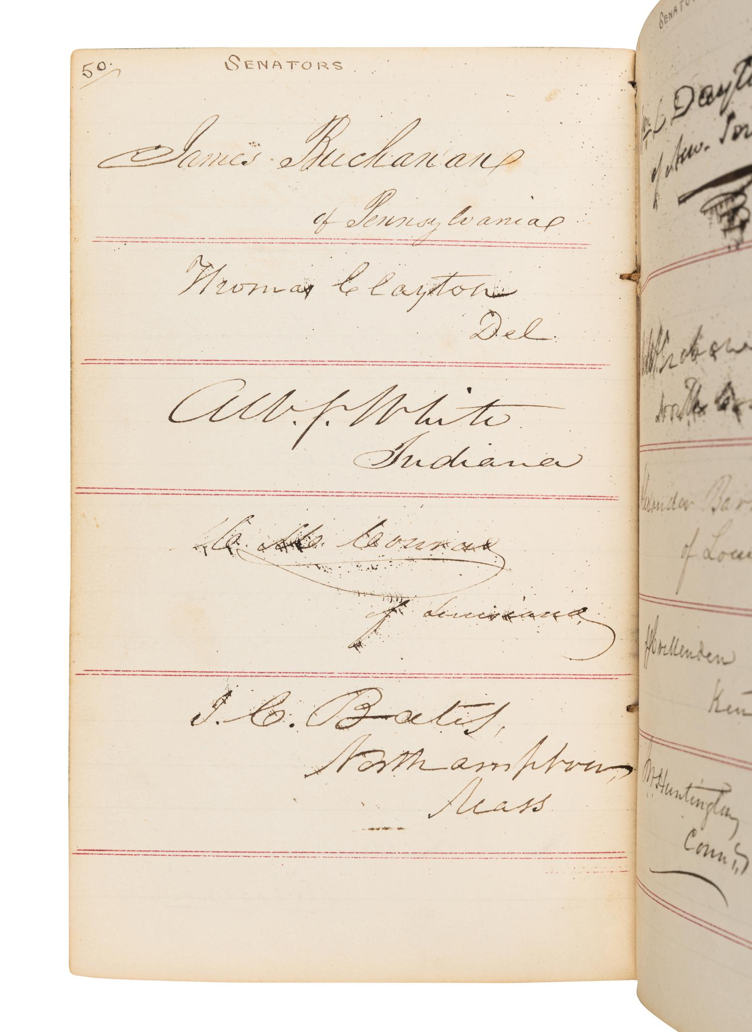 [TYLER, John (1790-1862) -- AUTOGRAPH ALBUM]. An autograph album, 1843, assembling more than 280 Senators and Congressmen, including three present, past or future Presidents.