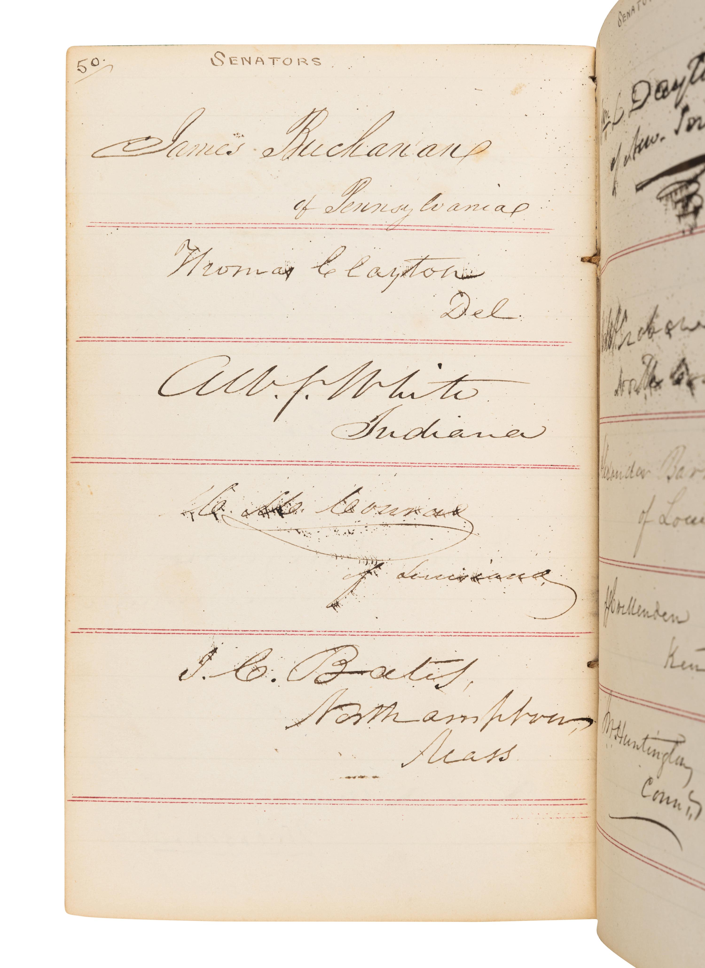 [TYLER, John (1790-1862) -- AUTOGRAPH ALBUM]. An autograph album, 1843, assembling more than 280 Senators and Congressmen, including three present, past or future Presidents.