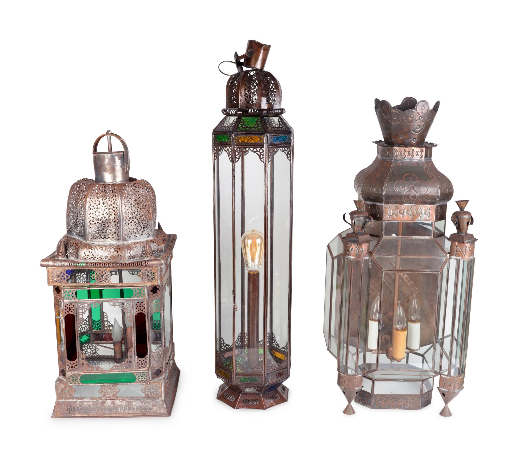 Five Middle Eastern Metal Lanterns