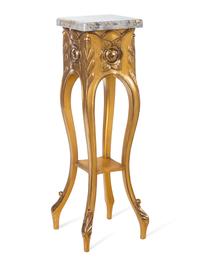 A Louis XV Style Giltwood Marble-Top Pedestal