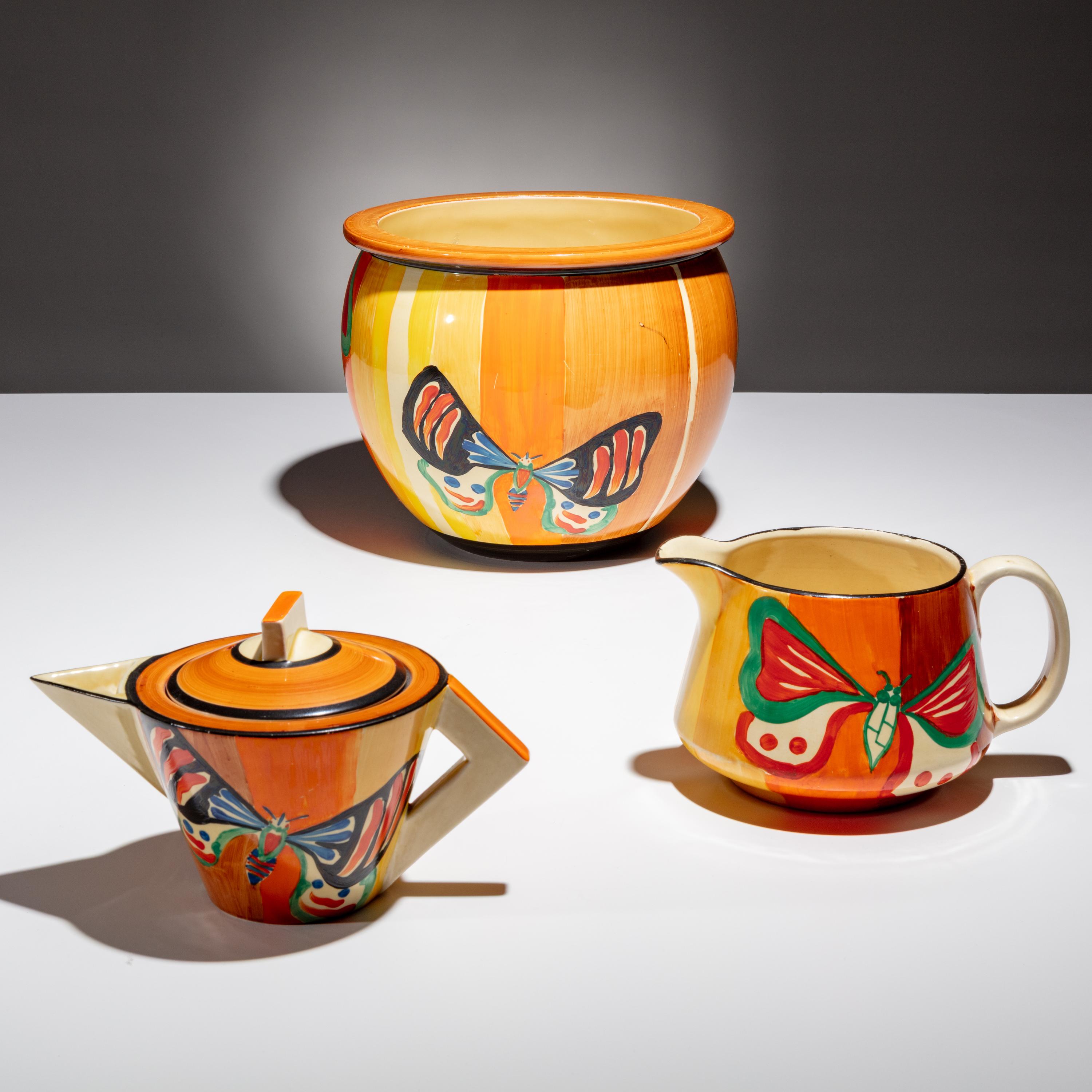 Clarice Cliff (English, 1899–1972) — Three Butterfly pattern Pieces