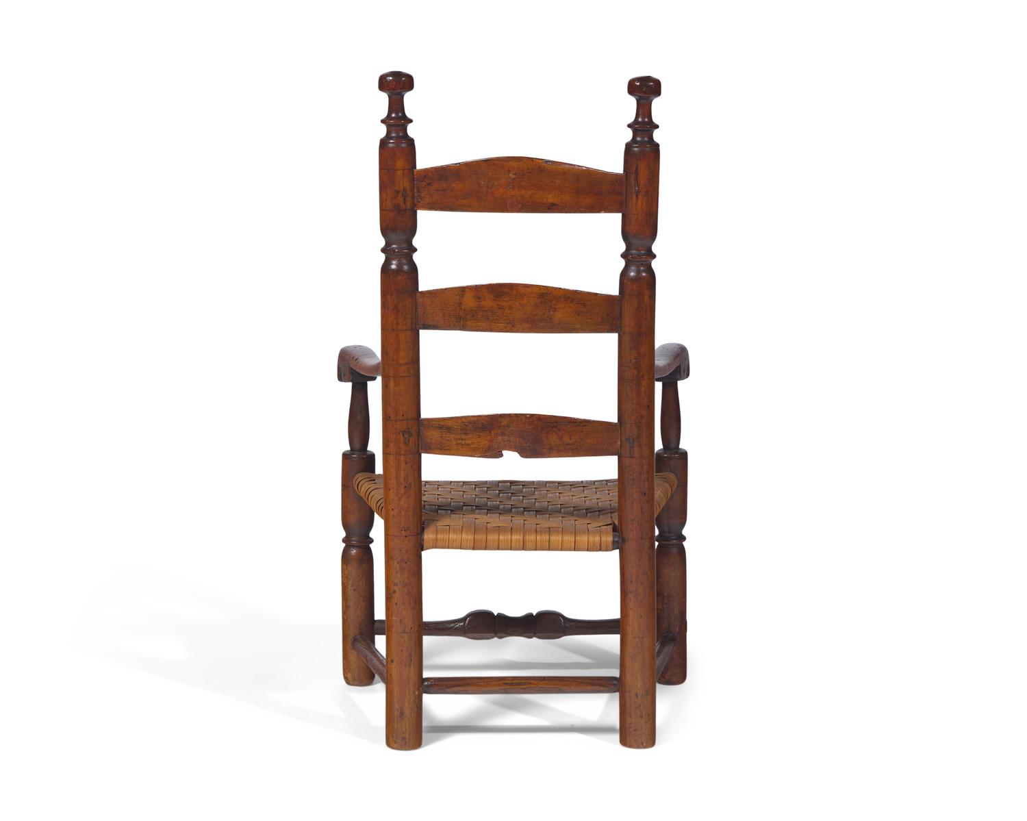 A William & Mary Turned Maple Ladderback Child's Armchair with Splint Seat