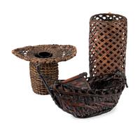 Four Japanese Bamboo Ikebana Baskets