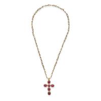 A Byzantine Revival Gold and Garnet Cross — with an ancient gold chain