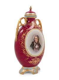 A Vienna Painted and Parcel Gilt Porcelain Flask