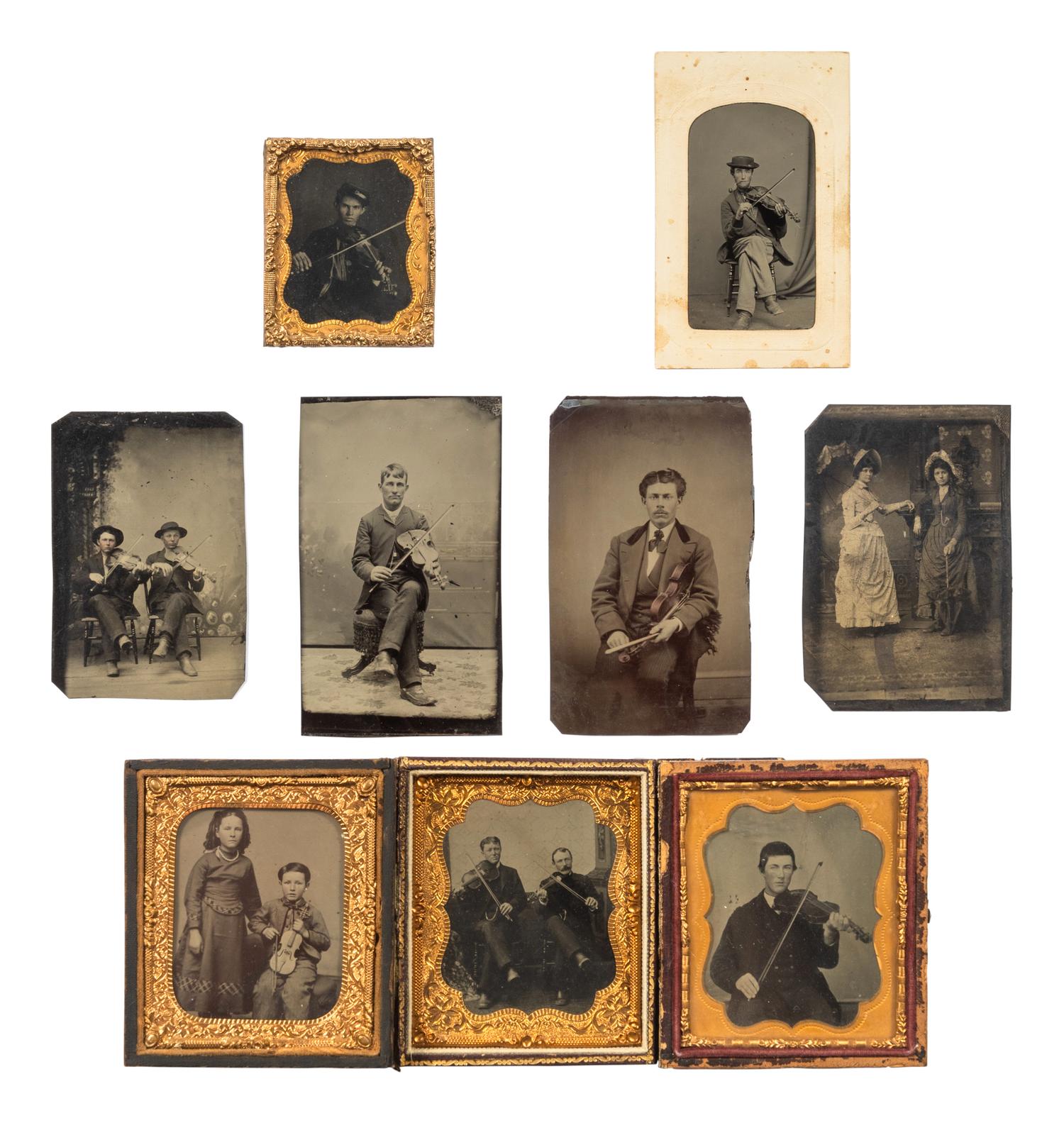 A Group of Nine Cased Images of Violin Players