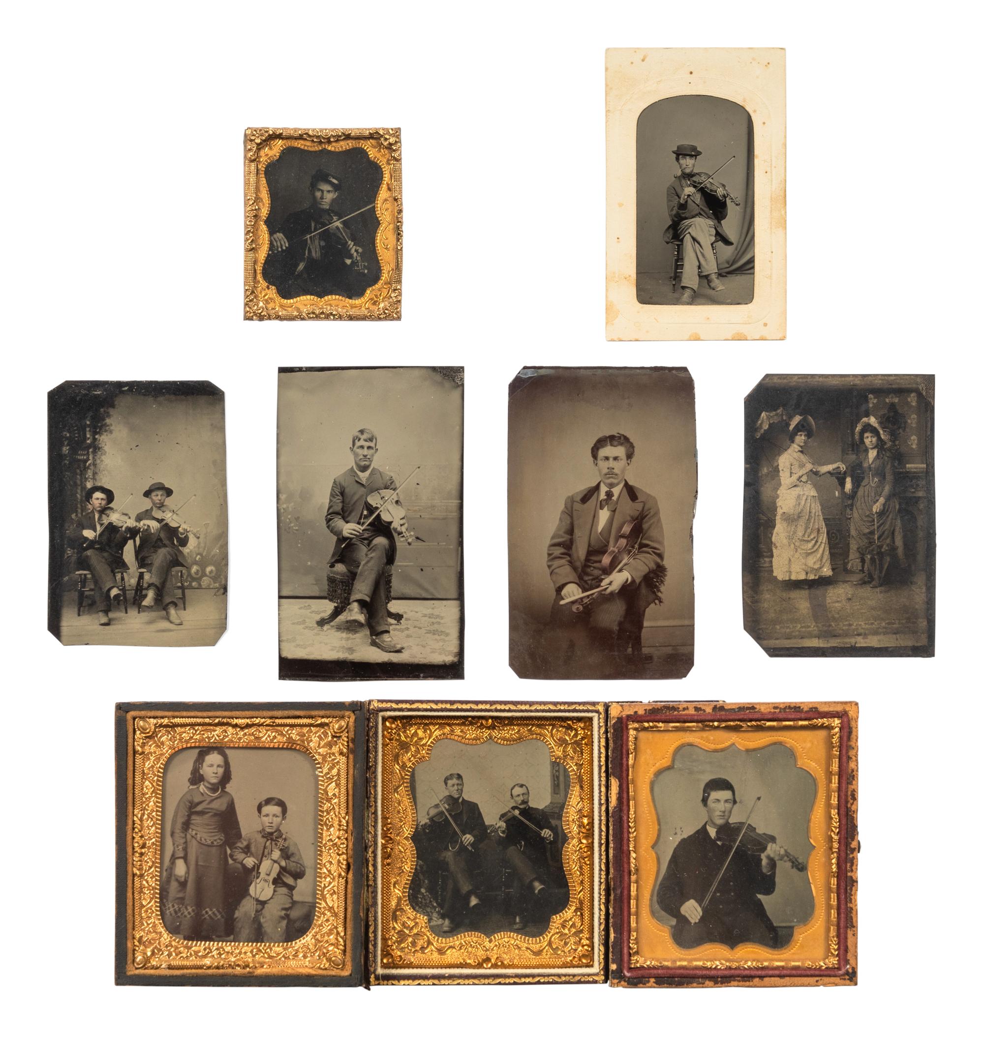 A Group of Nine Cased Images of Violin Players