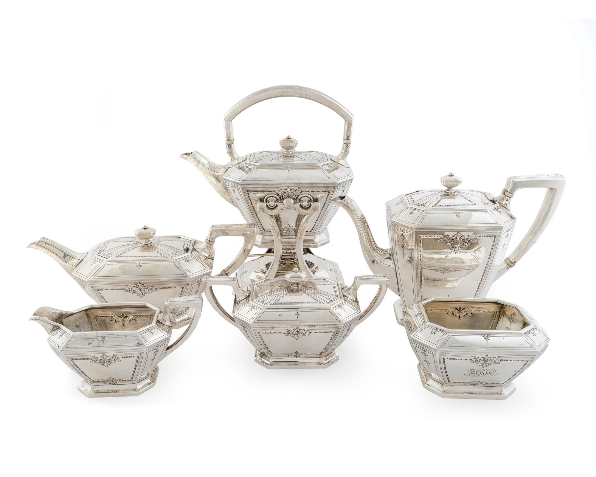 An American Silver Six-Piece Tea and Coffee Service — William B. Durgin Company, Concord, New Hampshire, Retailed by J.E. Caldwell, Philadelphia, in the Colfax Pattern