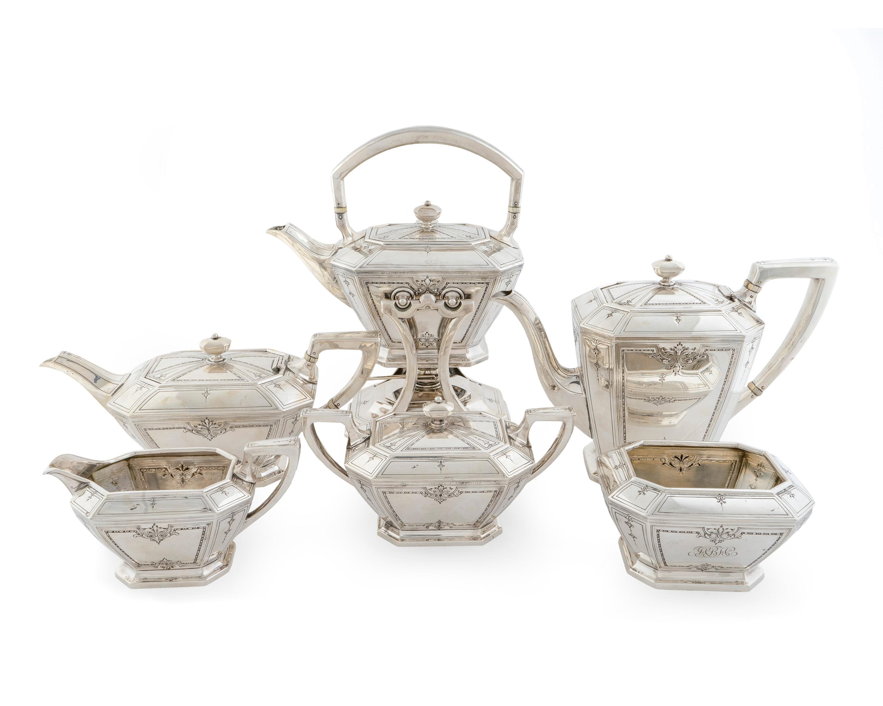 An American Silver Six-Piece Tea and Coffee Service — William B. Durgin Company, Concord, New Hampshire, Retailed by J.E. Caldwell, Philadelphia, in the Colfax Pattern