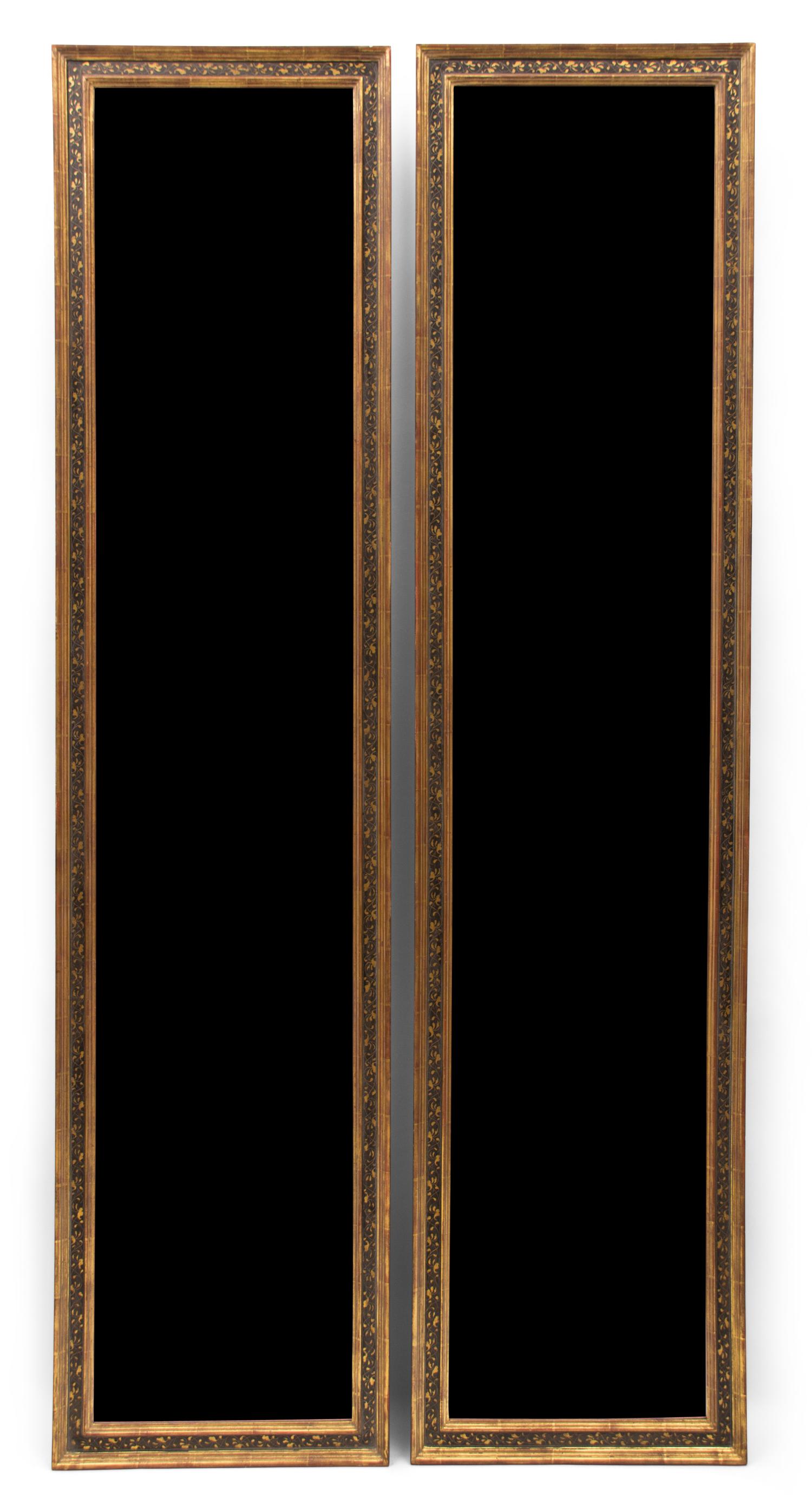 A Pair of Continental Pier Mirrors Height 80 x width 20 inches. — 20TH CENTURY