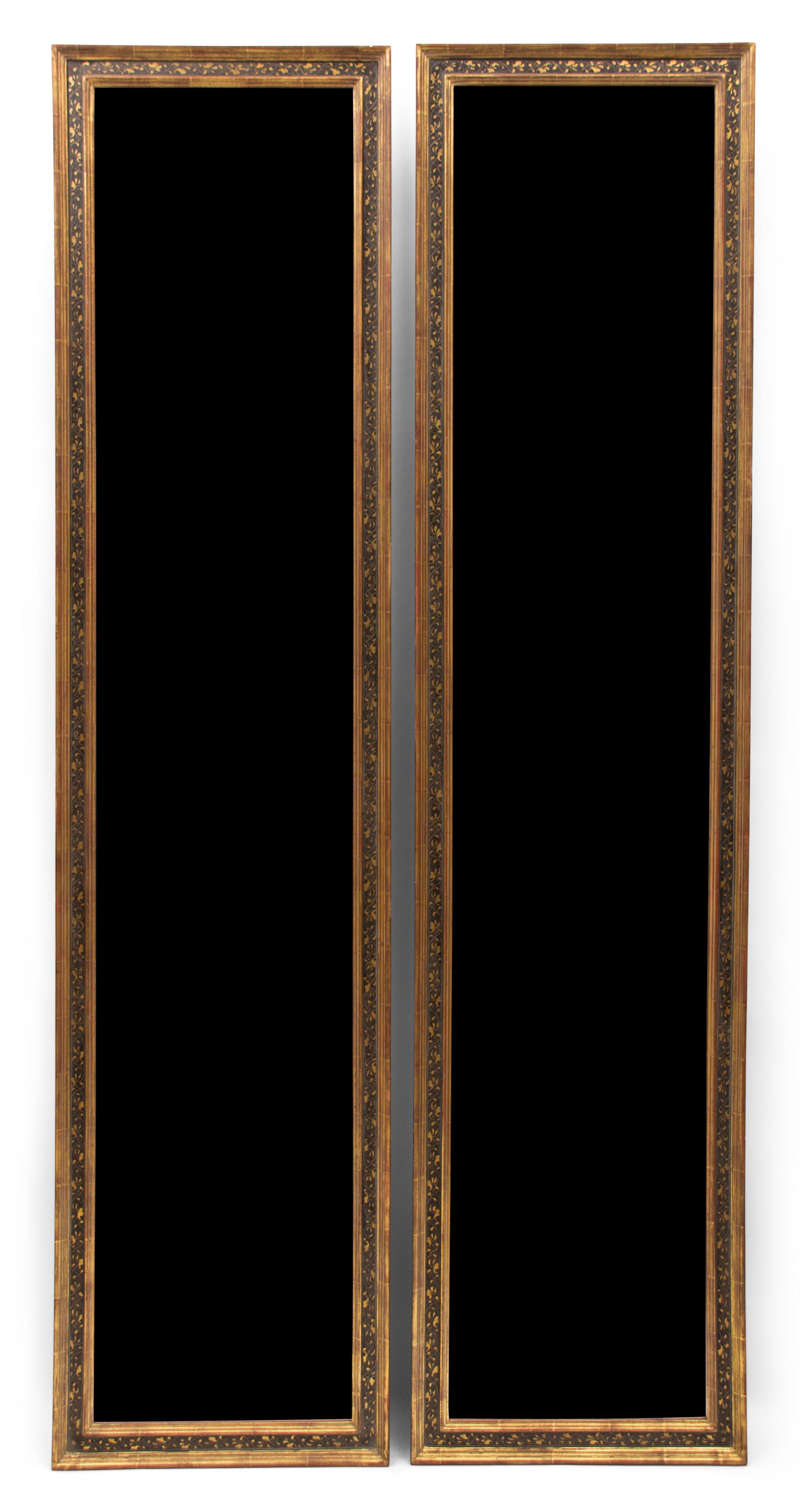 A Pair of Continental Pier Mirrors Height 80 x width 20 inches. — 20TH CENTURY