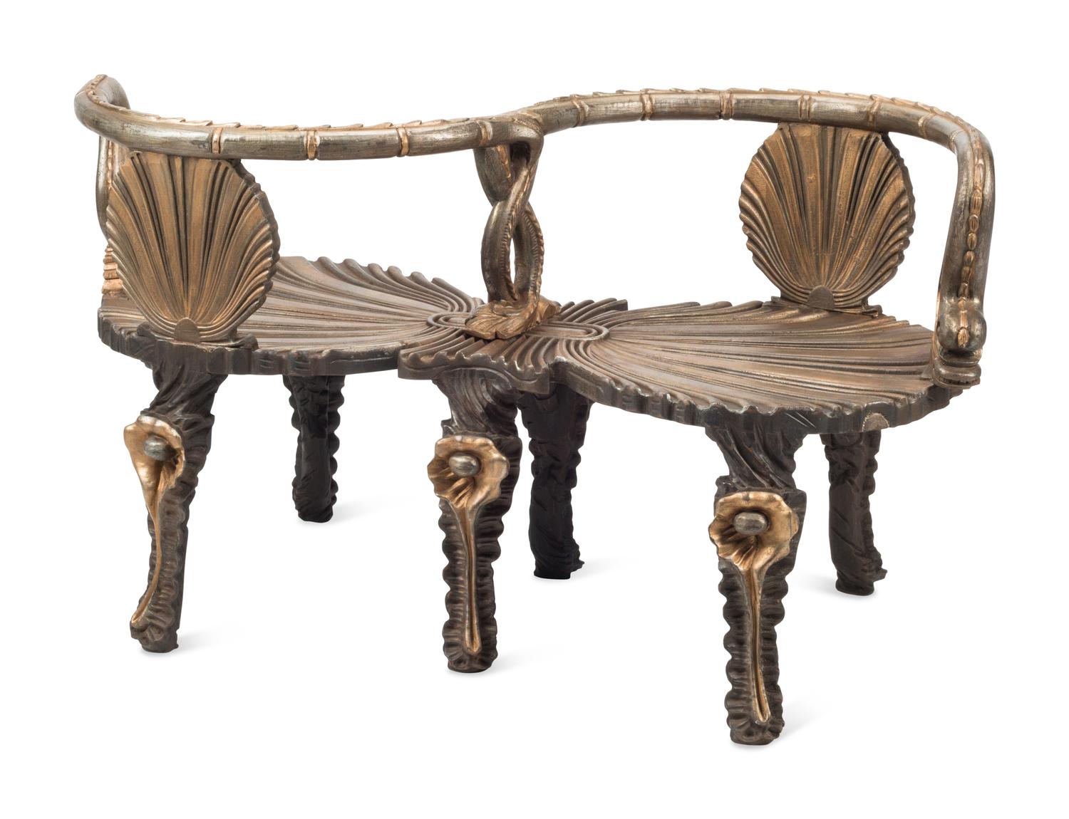 An Italian Carved and Painted "Grotto" Style Tête-à-Tête