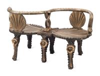 An Italian Carved and Painted "Grotto" Style Tête-à-Tête