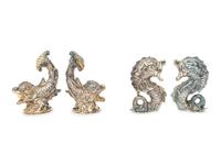 A Set of Four French Silver Double-Salts and Two Pairs of German Silver Salt and Pepper Casters